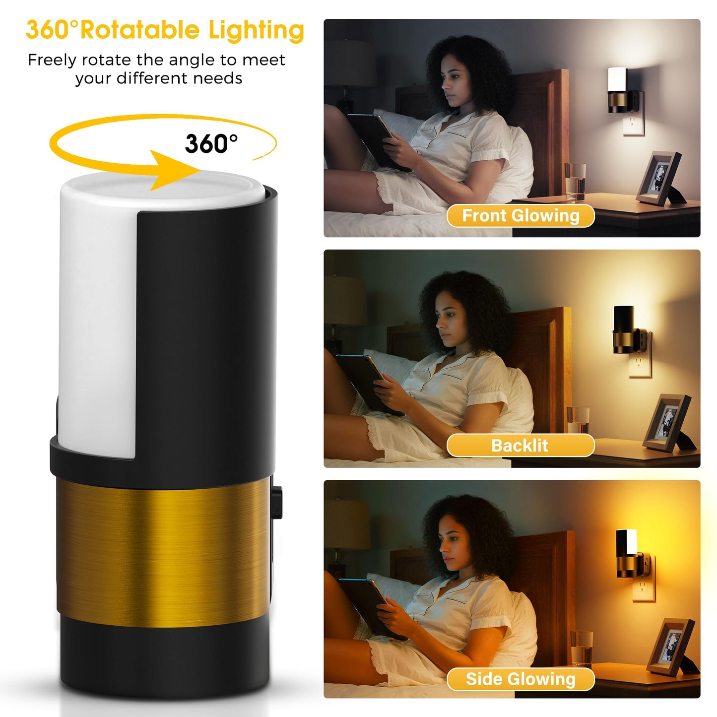 L LOHAS LED Night Lights Plug into Wall, Plug in Night Light, Soft White/Cool White/Amber, Dimmable Backlit Nightlight with Light Sensor, 180° Rotatable Nightlights Plug in Wall for Hallway, 1Pack