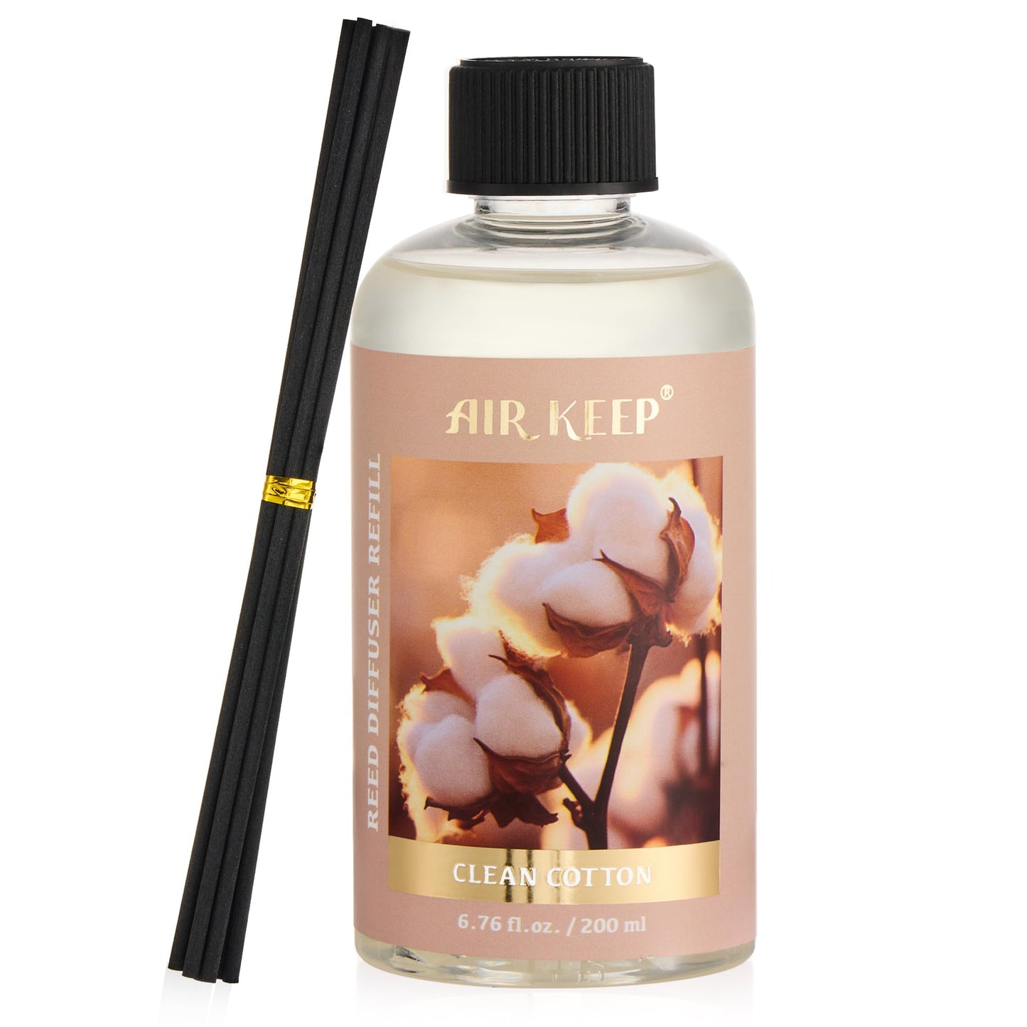 Airkeep Reed Diffuser Oil Refill with Diffuser Sticks, 6.76 Fl Oz(200ml) Clean Cotton Scented Oils, Aroma Therapy, Home Fragrance & Air Freshener, Office Décor, Decoration