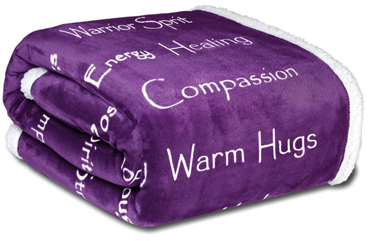 WOLF CREEK BLANKET - Compassion Blanket (Brand)- Strength Courage Super Soft Warm Hugs, Get Well Gift Blanket Plush Healing Thoughts Positive Energy Love & Hope (Purple, 50 x 65 Sherpa)