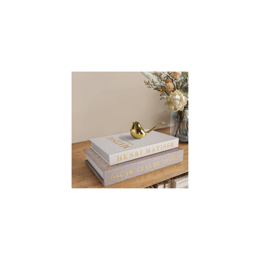 RolenBox Decorative Books for Home Decor, Coffee Table Decor with Linen White Books Stack Bookshelf, Fake Book Double as Libros Decorativos and Photo Storage (2 Piece Set)