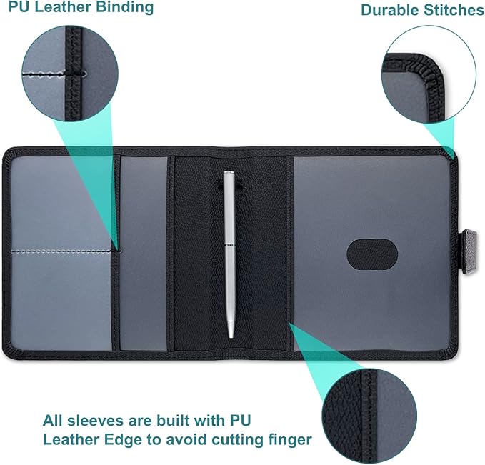 Premium Leather Car Document Organizer - Cool Accessories for Cards, Essential Documents, Driver License - Black
