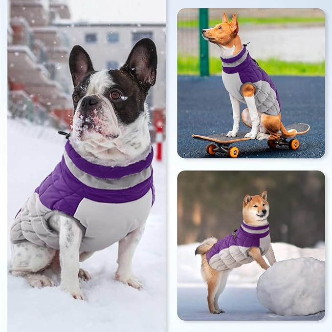 OUOBOB Dog Winter Jacket Cozy Reflective Waterproof Windproof Warm Pet Garment,Comfortable Cold Weather Fleece Apparel Outfits with Zipper Closure for Small Medium Large Dogs Puppy Walking,XXX-Large