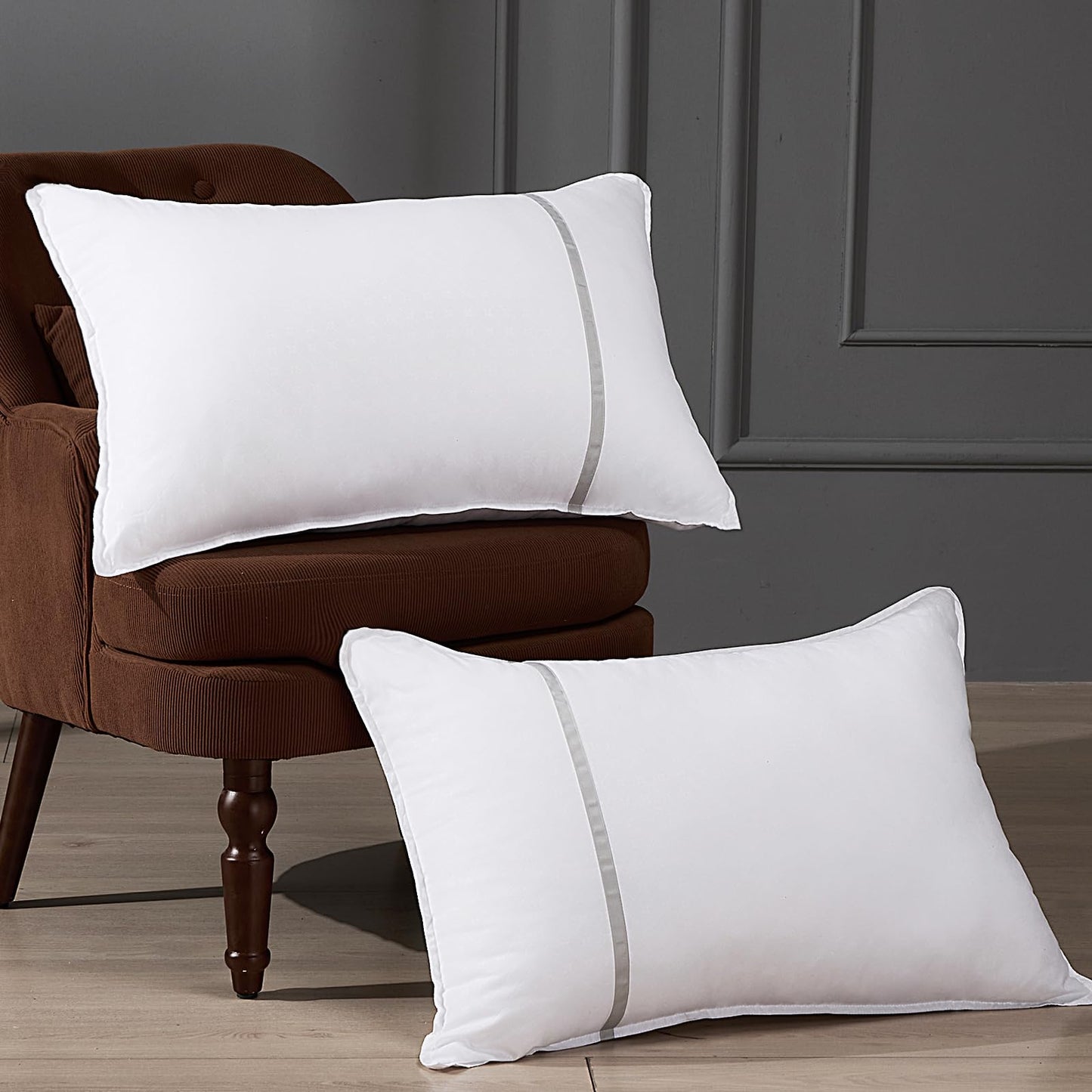 MUFEW King Size Pillows Set of 2, Medium Firm Hotel Pillows for Sleeping, Cooling Bed Pillows for Side & Back Sleepers, Down Alternative Filling, 20 x 34 Inches