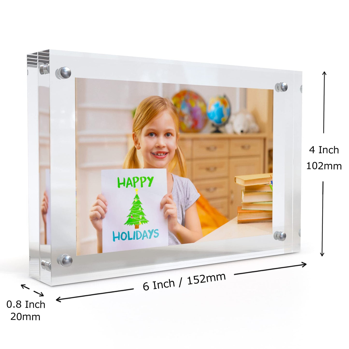 MIRA-K | Crystal Memories | Acrylic Picture Frame 4x6 with Magnetic Closure | Lucite Photo Frame for Tabletop | Decorative Display for Tickets, Postcards and Awards