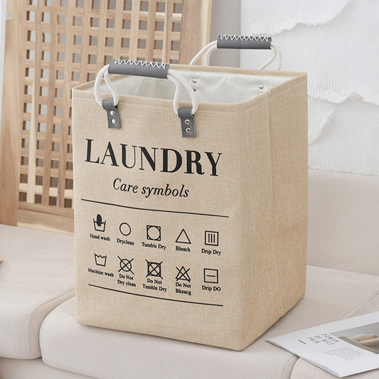 MLUUHK Small Laundry Basket, 50L Foldable Laundry Hamper Organizer with Handles, Fashion Portable Laundry Basket in Bedroom, Laundry Room, Closet, Bathroom, College Dorm (Beige)