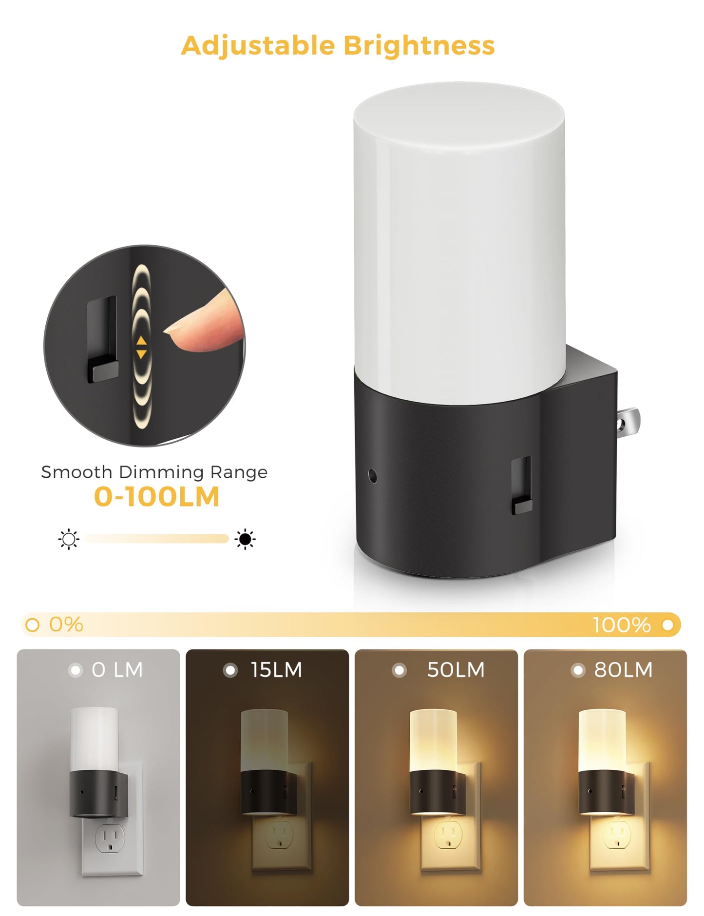 4 Pack Dimmable Night Light, Modern Night Lights Plug into Wall with Dusk to Dawn Sensor
