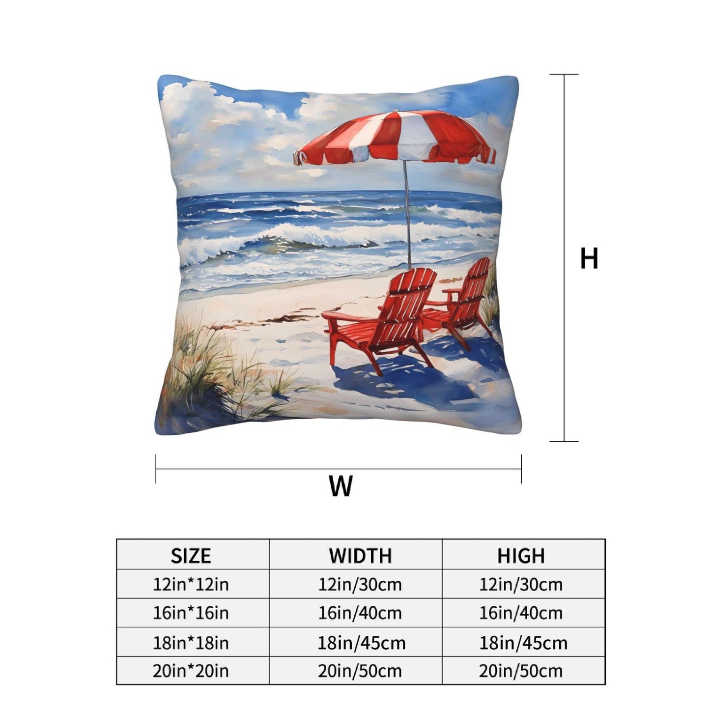 Worltoldb Christmas Bear Deer Throw Pillow Covers Set of 4 Winter Xmas Decorative Soft Linen Fabric Square Cushion Case for Room Bedroom Sofa Car 18x18 (Summer Beach, 18"x18")