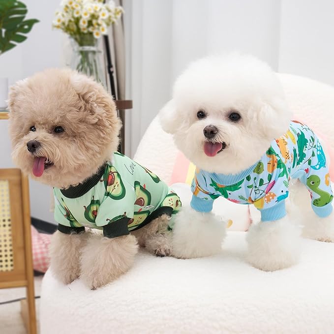 XPUDAC 4 Pack Dog Pajamas Soft Strechy Summer Doggie Clothes for Small Medium Dogs Boy Girl Cat Apparel-X-Small
