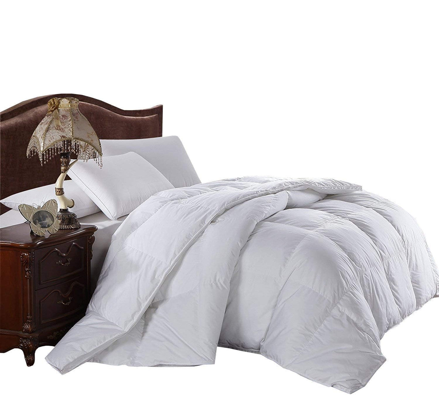 Royal Hotel Bedding 300 Thread Count Queen Size Down-Alternative Comforter, Overfilled Comforter, Duvet Insert 100% Cotton Shell - 100% Down-Alternative Fill, 750FP - 70OZ - White Solid, Queen