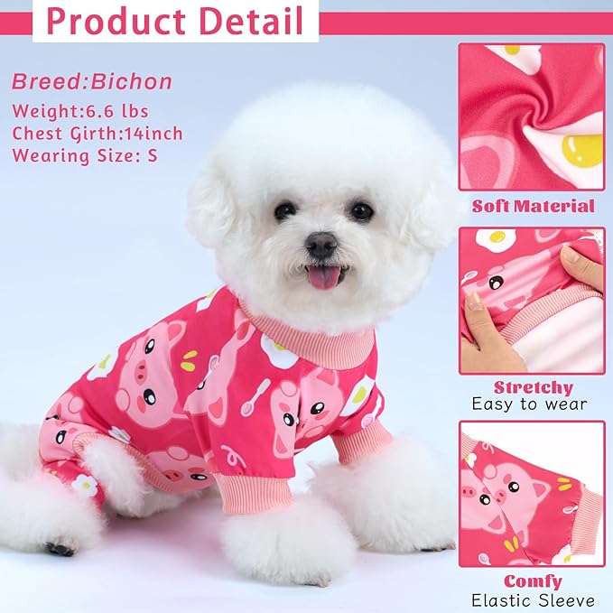 XPUDAC 4 Pieces Dog Pajamas Stretchy Dog Pjs Soft Cute Doggie Clothes for Small Medium Dogs Boy Girl Cats Pet Outfits, X-Large
