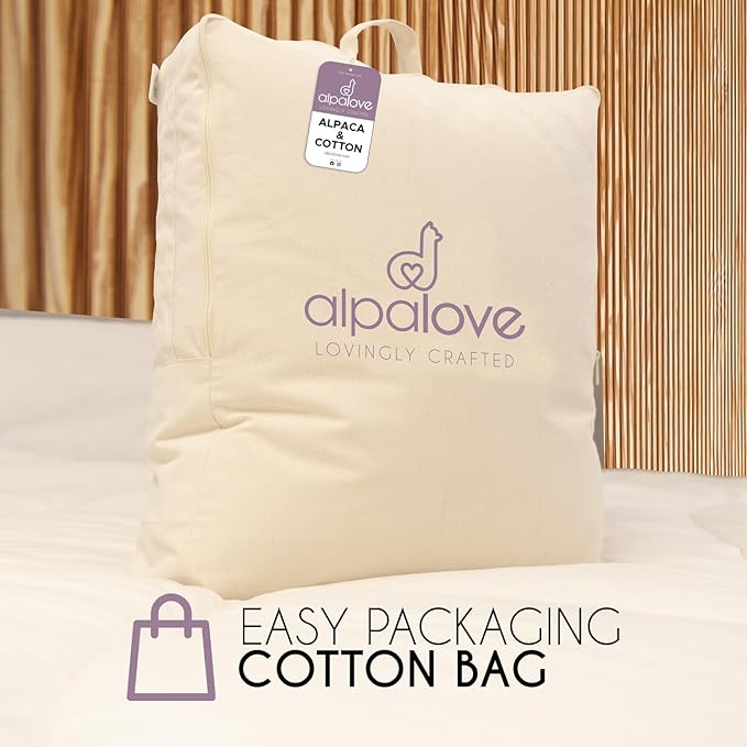 Twin Lightweight 100% Fine Alpaca Duvet - Premium Cotton Cover, 2,89 lb Filling, Ideal for Summer, Breathable & Temperature -Regulating, 70 x 92 inches