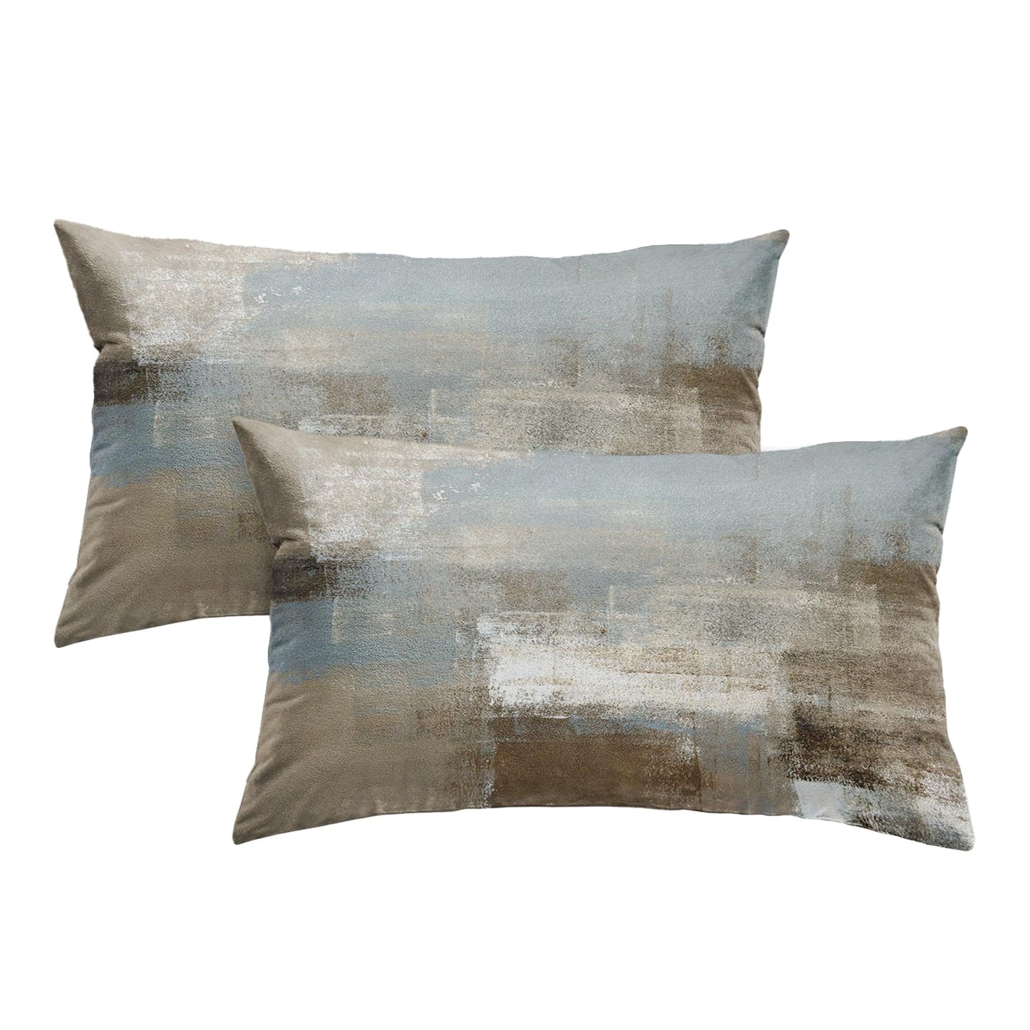 Britimes Throw Pillow Covers Modern Home Art Decor, 12 x 20 Inches Set of 2 Pillow Cases Decorative, Abstract Oil Painting Pillowcases for Bedroom, Living Room, Grey Beige