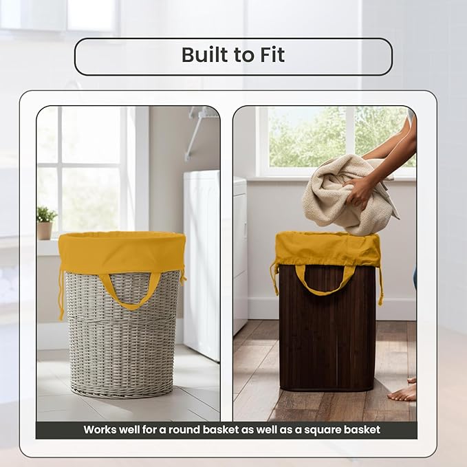 LFH Home Large Premium Cotton Canvas Laundry Bag with Drawstring and Handles Heavy Duty, Multi-Use, and Washable for Home, Travel, College or Storage 24x36 (Pack of 6)-Yellow