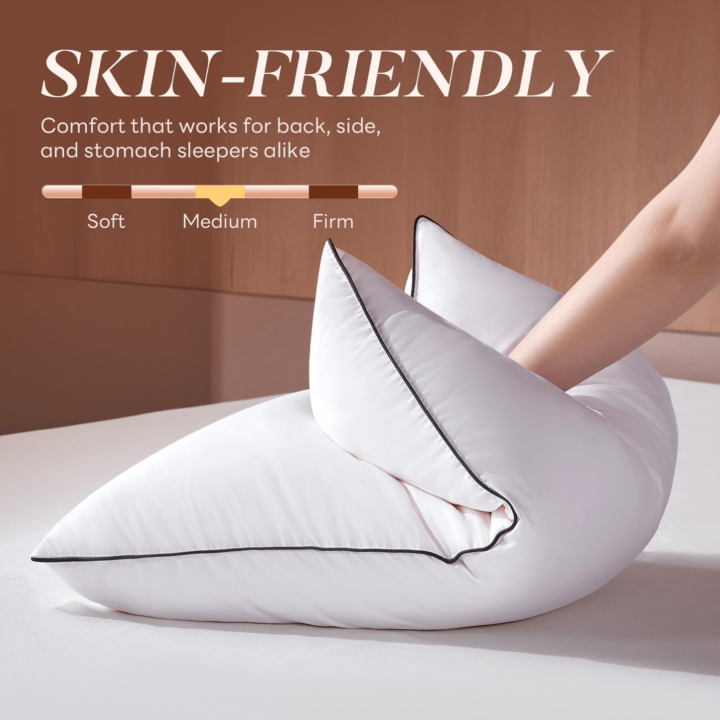AQUZIN Feather Down Pillows King Size Set of 2, Luxury Hotel Collection Bed Pillow for Sleeping, 2 Pack, Fluffy Plush for Side, Back Sleepers Medium Firm, 20x36 in.