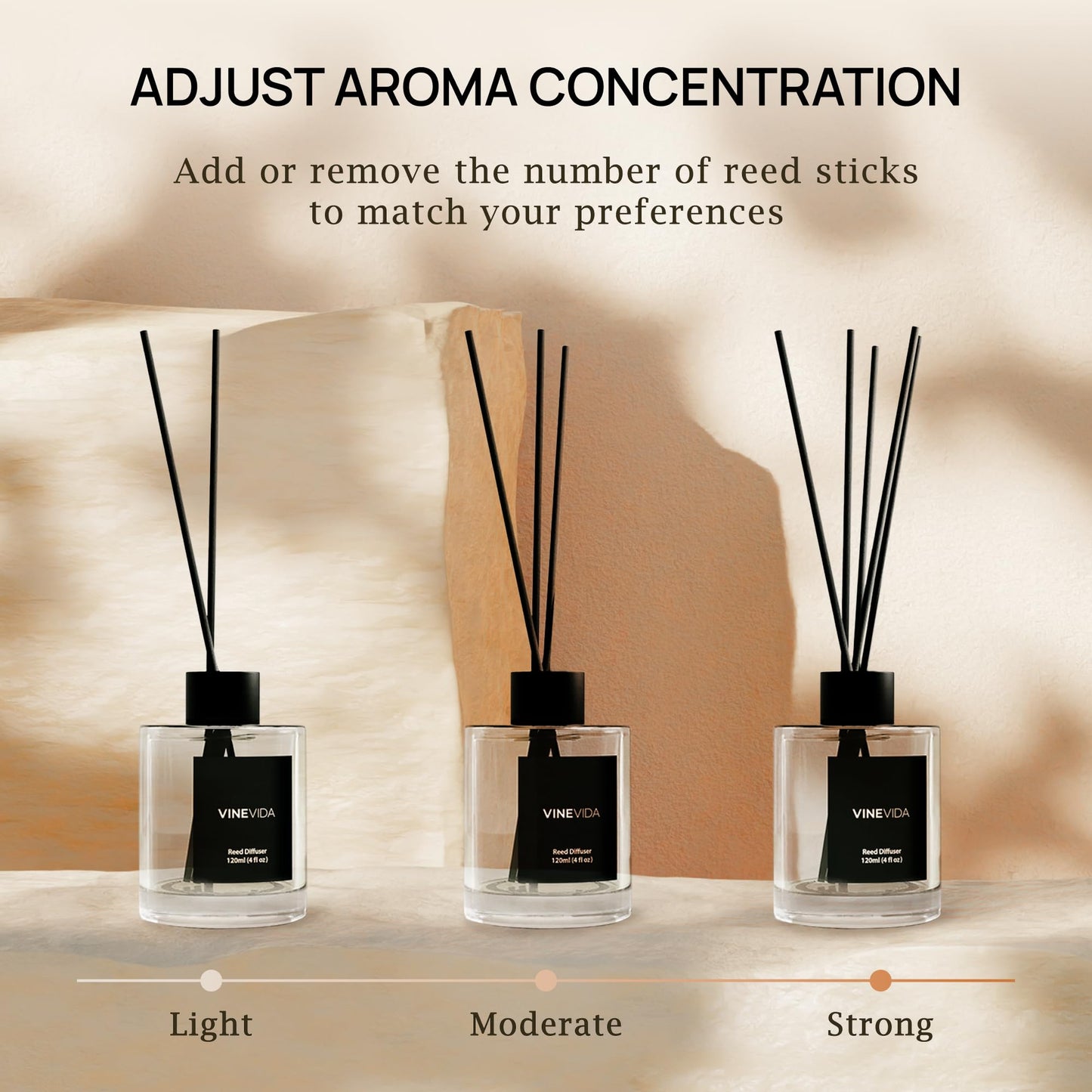 VINEVIDA Reed Diffuser for Home & Bathroom | Long-Lasting Scent Sticks Set | Oil Stick Diffuser | Bathroom Scent - Room Fragrance No. 1304 - Inspired by: Santal