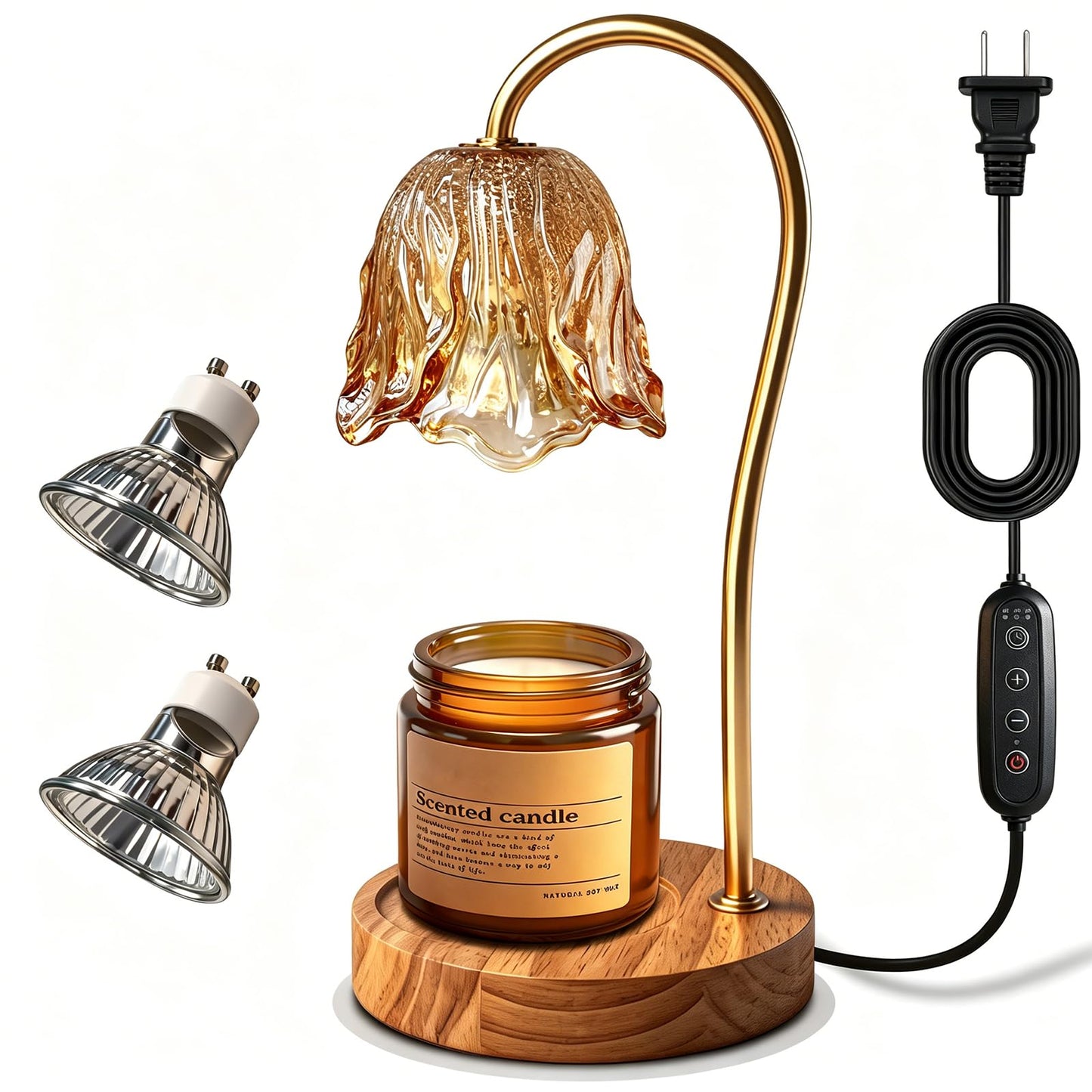 Candle Warmer Lamp with Timer 2 Bulbs Dimmable decorative floral Candle Warmer for Home Decor House Warming, Wax Melt Warmer for Scented Wax, Birthday Housewarming Mother's Day Decoration Her Him