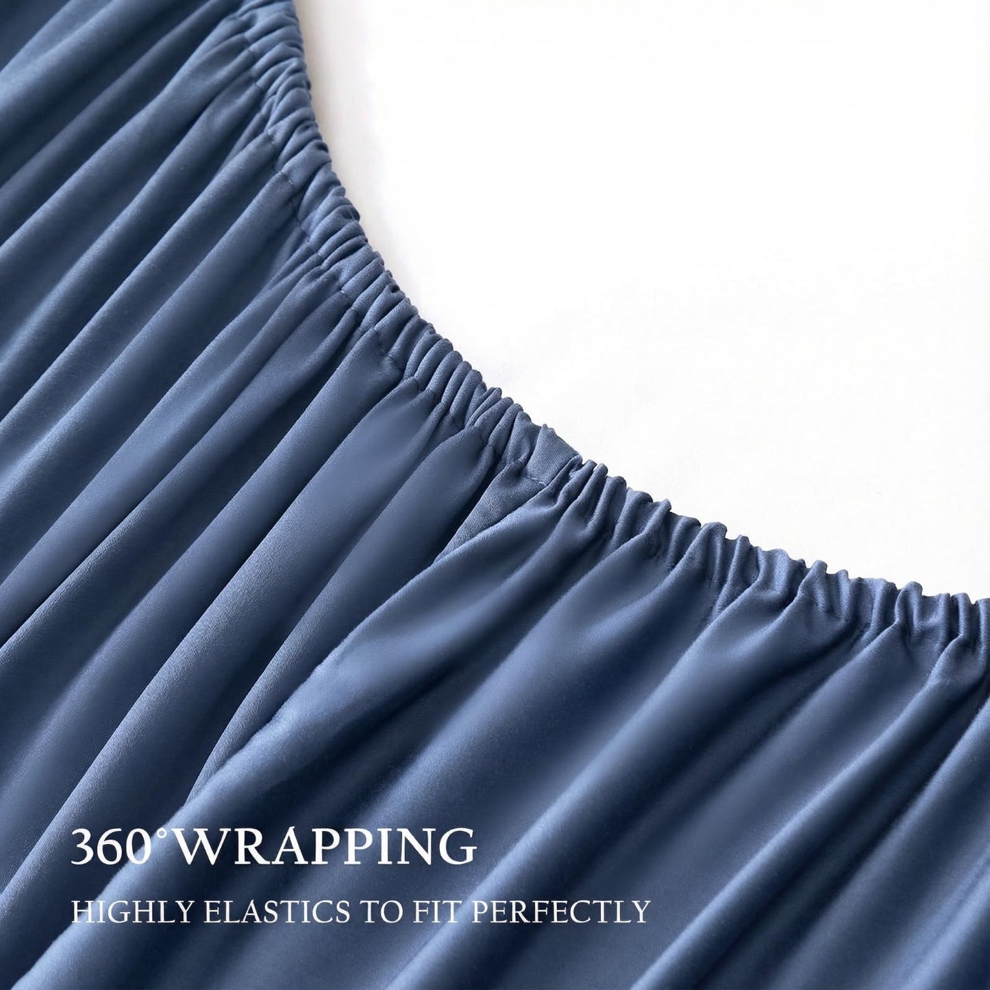 Genuine 100% Viscose Derived from Bamboo Sheets Queen Size, Natural Cooling for Hot Sleepers Breathable Luxuriously Soft Cool Silky Sheet Set with 15" Deep Pocket Fitted, 4 Piece (Queen, Navy Blue)
