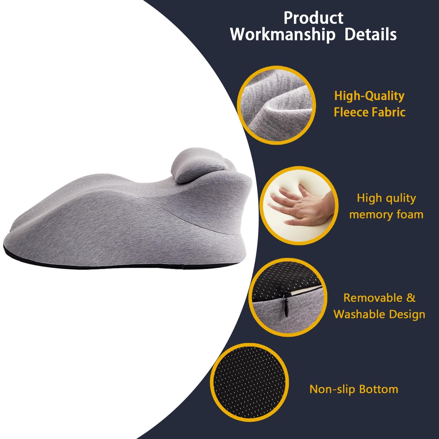 StarAneer Memory Foam Ergonomic Wedge Pillow & Reading Pillow – Orthopedic Support for Neck, Back & Legs – Ideal for Sleeping, Elevating & Pressure Relief – Removable Washable Cover