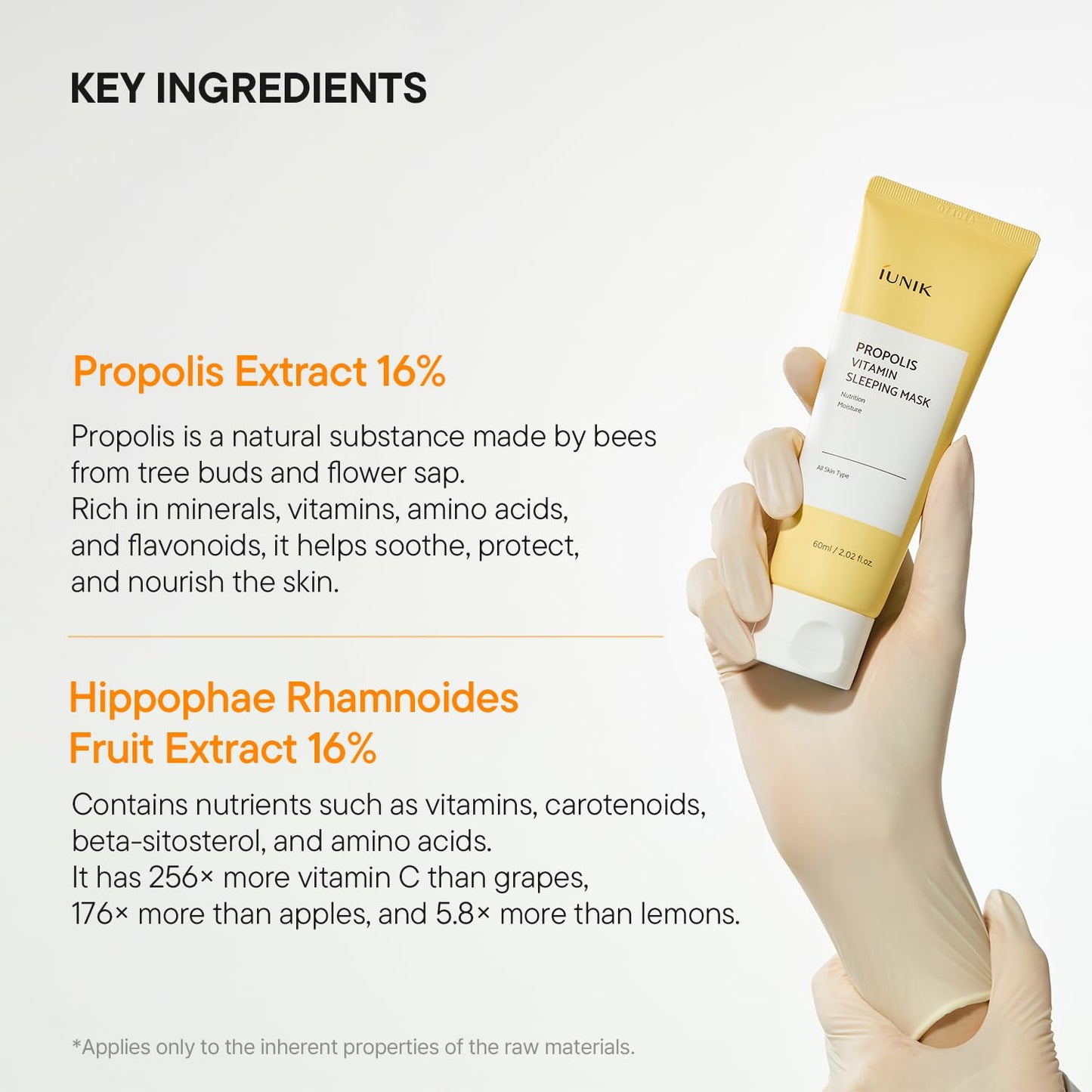 IUNIK Propolis Vitamin Sleeping Mask – Propolis, Vitamin C & Centella Overnight Moisturizing Sleeping Mask for Radiant, Firm-Looking Skin, Korean Skincare, 60ml / 2.02 fl oz