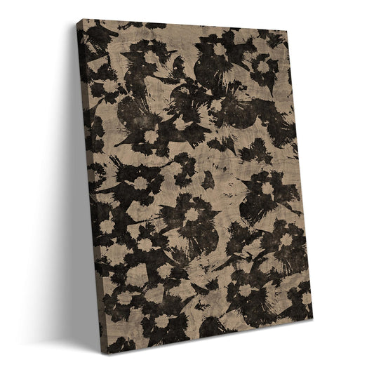 Framed Abstract Canvas Wall Art Neutral Abstract Floral Print Vintage Minimalist Modern Neutral Botanical Wall Art Hand Painted Black Blooming Flowers Artwork for Living Room Bedroom, Ready to Hang