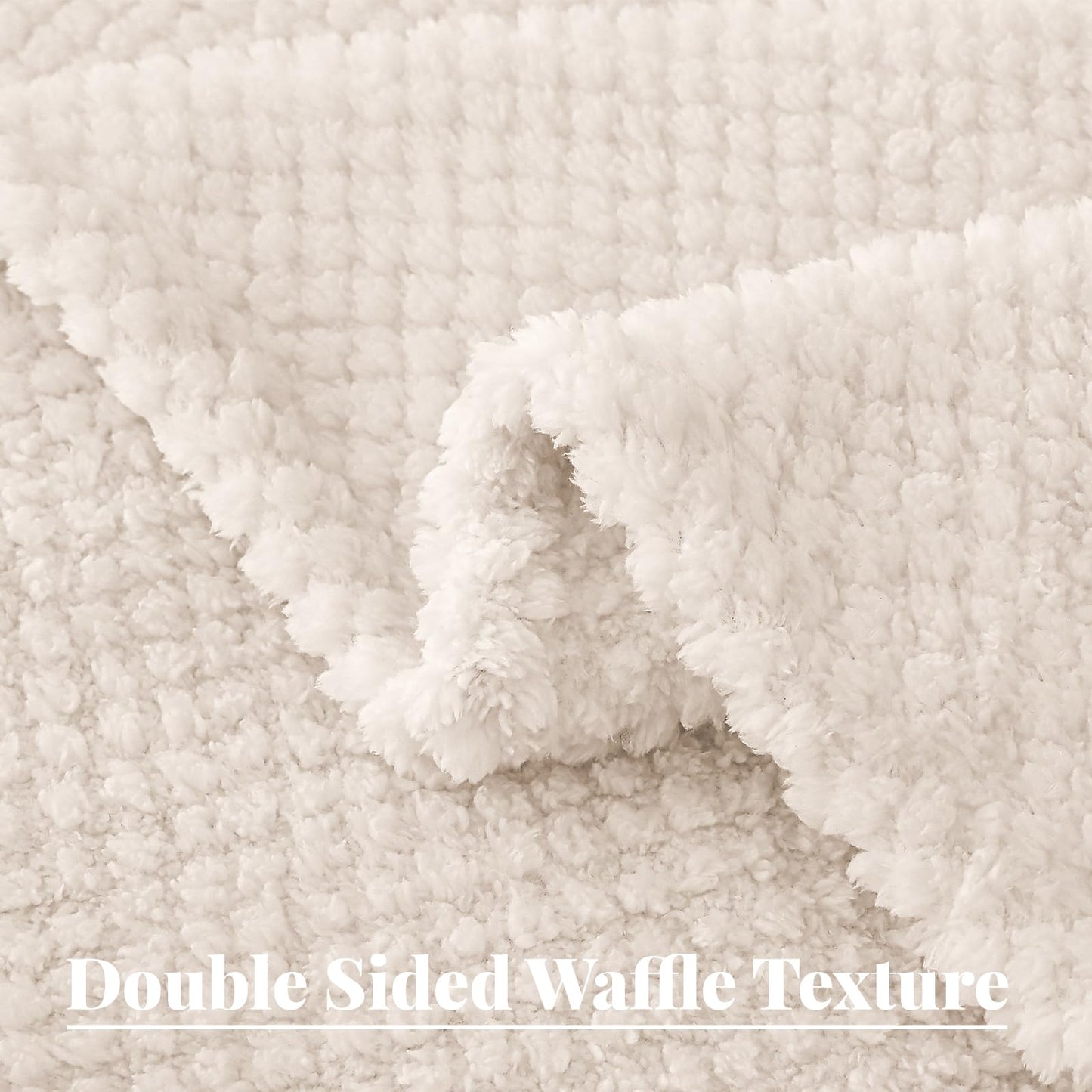 Whale Flotilla King Size Fuzzy Fleece Blanket for Bed, 90x104 Inch Fluffy Soft Jacquard Blankets for All Season, Lightweight and Cozy, Ivory