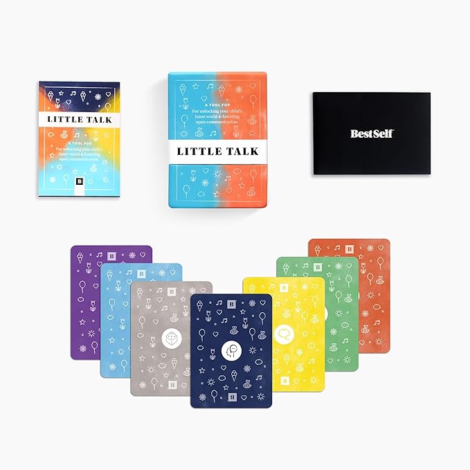 Little Talk Conversation Cards for Kids – 170 Prompts for Social Skills, Family Games, Travel & Therapy – BestSelf Deck for Ages 4-12, ADHD Tools, Homeschool Gifts & Road Trip Activities
