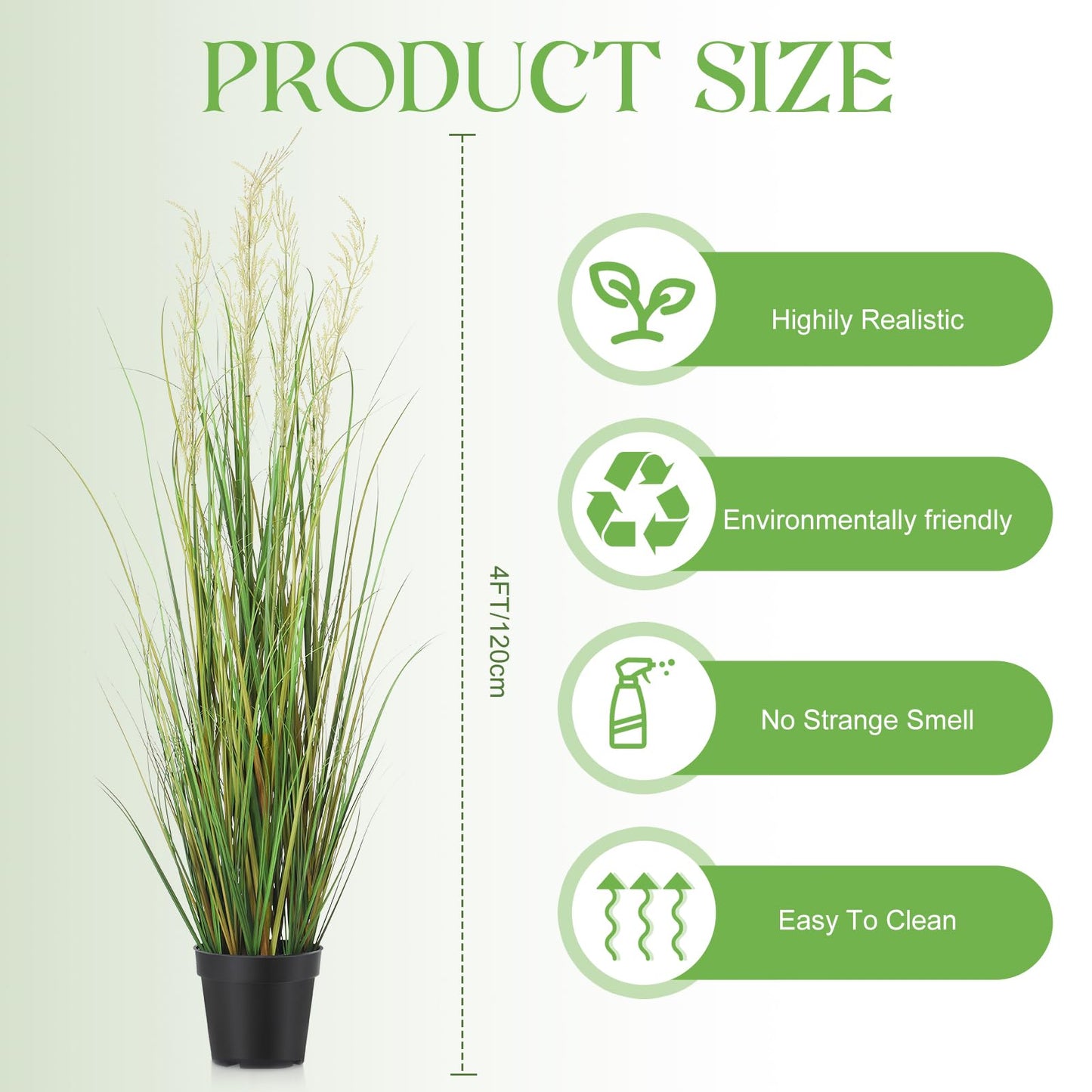 Jexine 2 Pcs 4 ft Tall Artificial Grass Plant Potted Artificial Greenery Floor Plants Faux Pampas Grass Tall in Pot for Housewarming Gift House Garden Bathroom Lobby Outdoor Decoration
