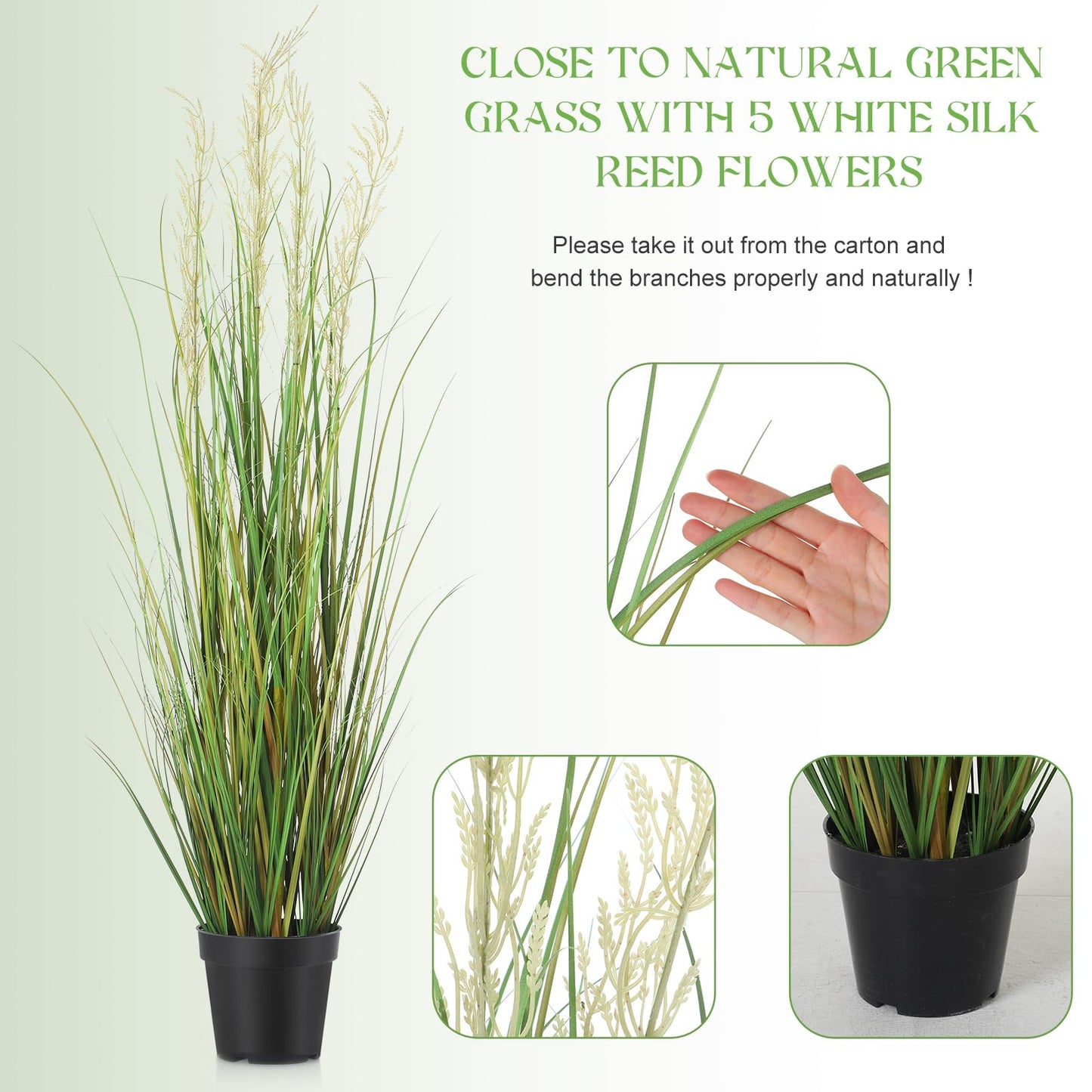 Jexine 2 Pcs 4 ft Tall Artificial Grass Plant Potted Artificial Greenery Floor Plants Faux Pampas Grass Tall in Pot for Housewarming Gift House Garden Bathroom Lobby Outdoor Decoration
