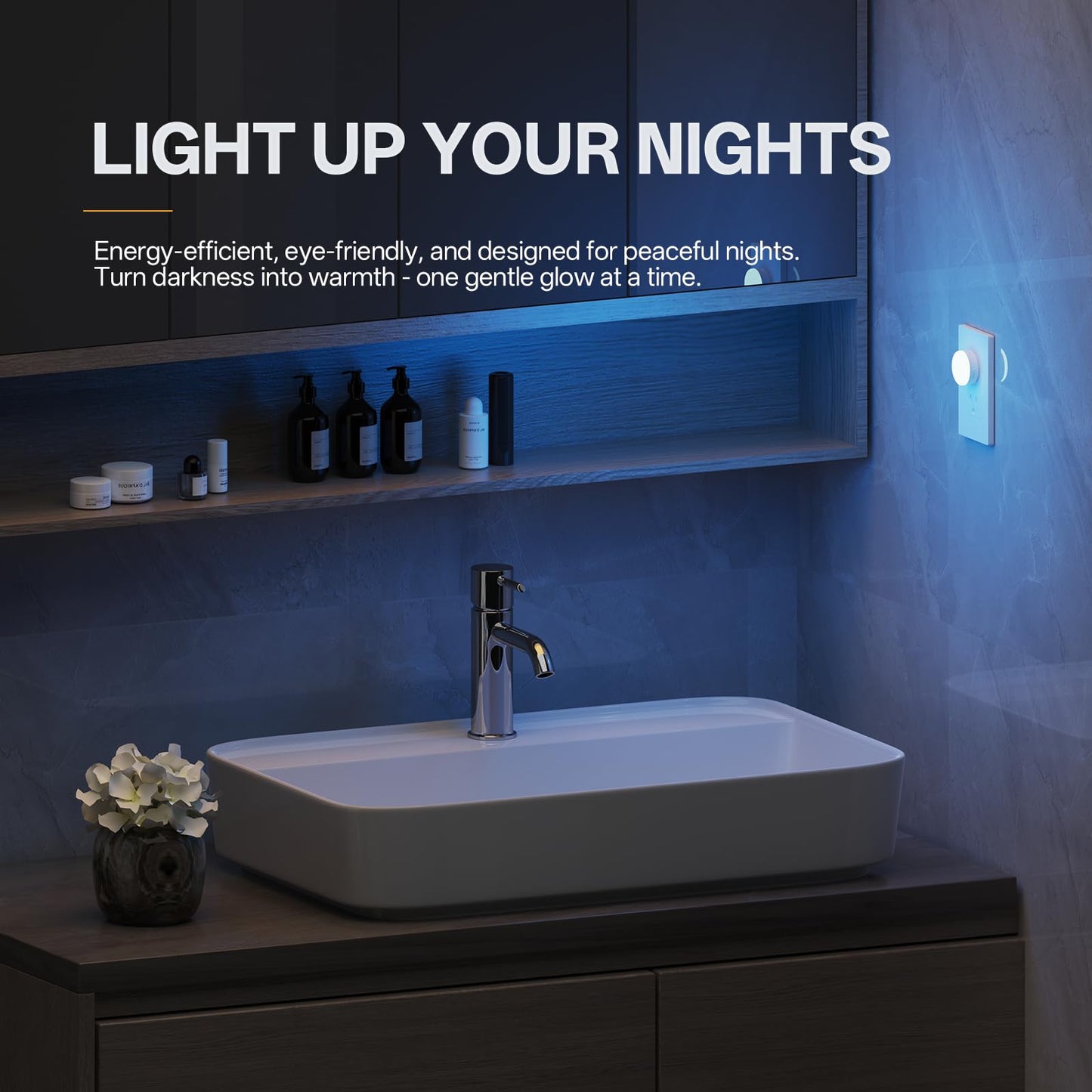 junlit Mini Plug in Night Light, Dusk to Dawn Sensor, 4-Color, LED Toilet Night Lights, Dimmable Color Changing, for Kids Breastfeeding, Sleep Aid, Bedroom, Nursery, Hallway, 6Pack