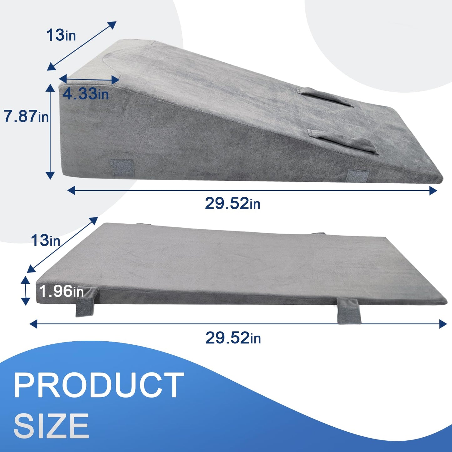 CRAURU Adjustable Height Leg Elevation Pillows for After Surgery Foam Knee Surgery Pillow with Handles and Velvet Cover Foot Wedge Pillow for Legs Swelling and Blood Circulation