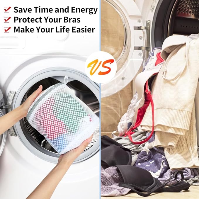 Vivifying Bra Bags for Laundry, 2 Pack Honeycomb Mesh Bra Washing Bags for Laundry, Washing Machine, Lingerie, Delicates, Sock and Baby Clothes
