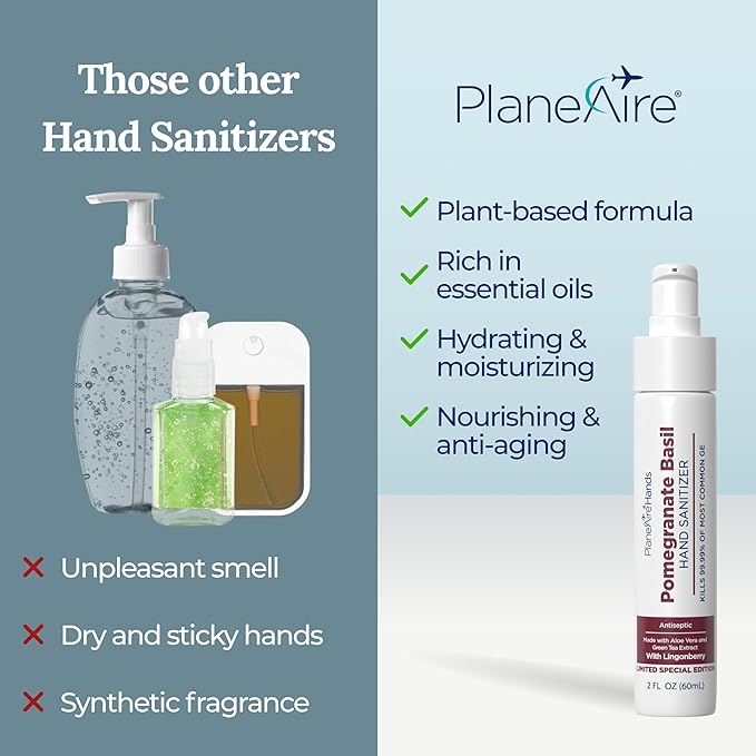 Warm & Cozy Limited Edition Holiday Variety 3pk Hand Sanitizer | Sandalwood and Pomegranate Basil Lotions, 3-Mint Gel | Travel Size | Made with Aloe Vera & Essential Oils | Rich in Vitamin E