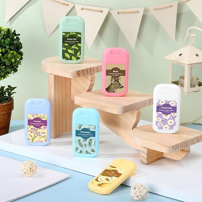 6 Pack Cute Hand Sanitizer Spray Scented Travel Size Hydrating Hand Sanitizers Power Mist Pocket Portable Refillable for Travel Outdoor Activity Gym Friends Colleague Holiday Gifts