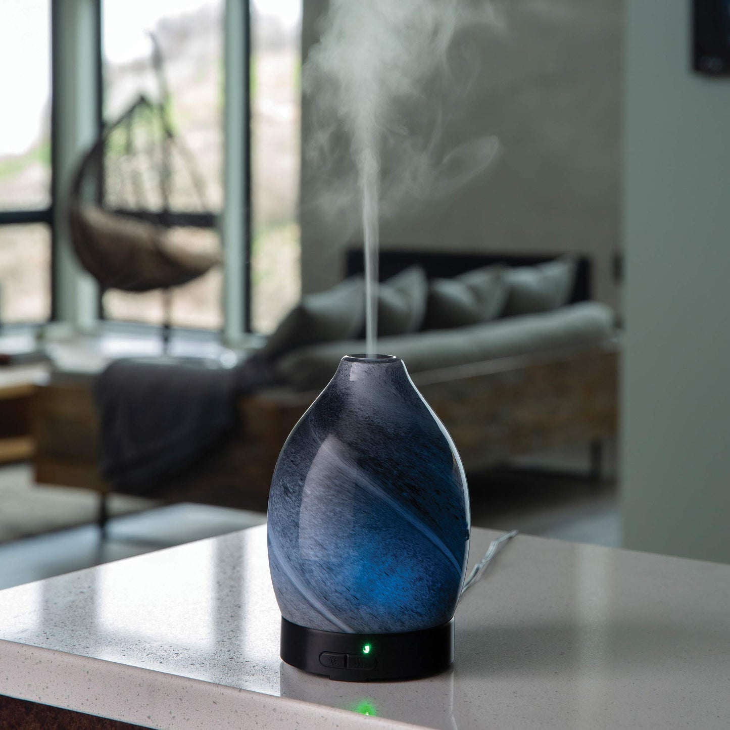 Airome Obsidian Medium Essential Oil Diffuser|100 mL Humidifying Ultrasonic Aromatherapy Diffuser 8 Colorful LED Lights, Intermittent & Continual Mist, Auto Shut-Off