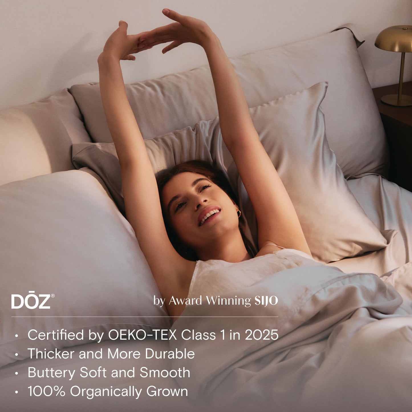 DOZ Duvet Cover Set, 100% Viscose derived from Bamboo, Organically Grown, Buttery Soft, Cooling Duvet Covers, High GSM, 1 Duvet Cover and 2 Pillowcases, 106"x90" (Snow, King/Cal King)