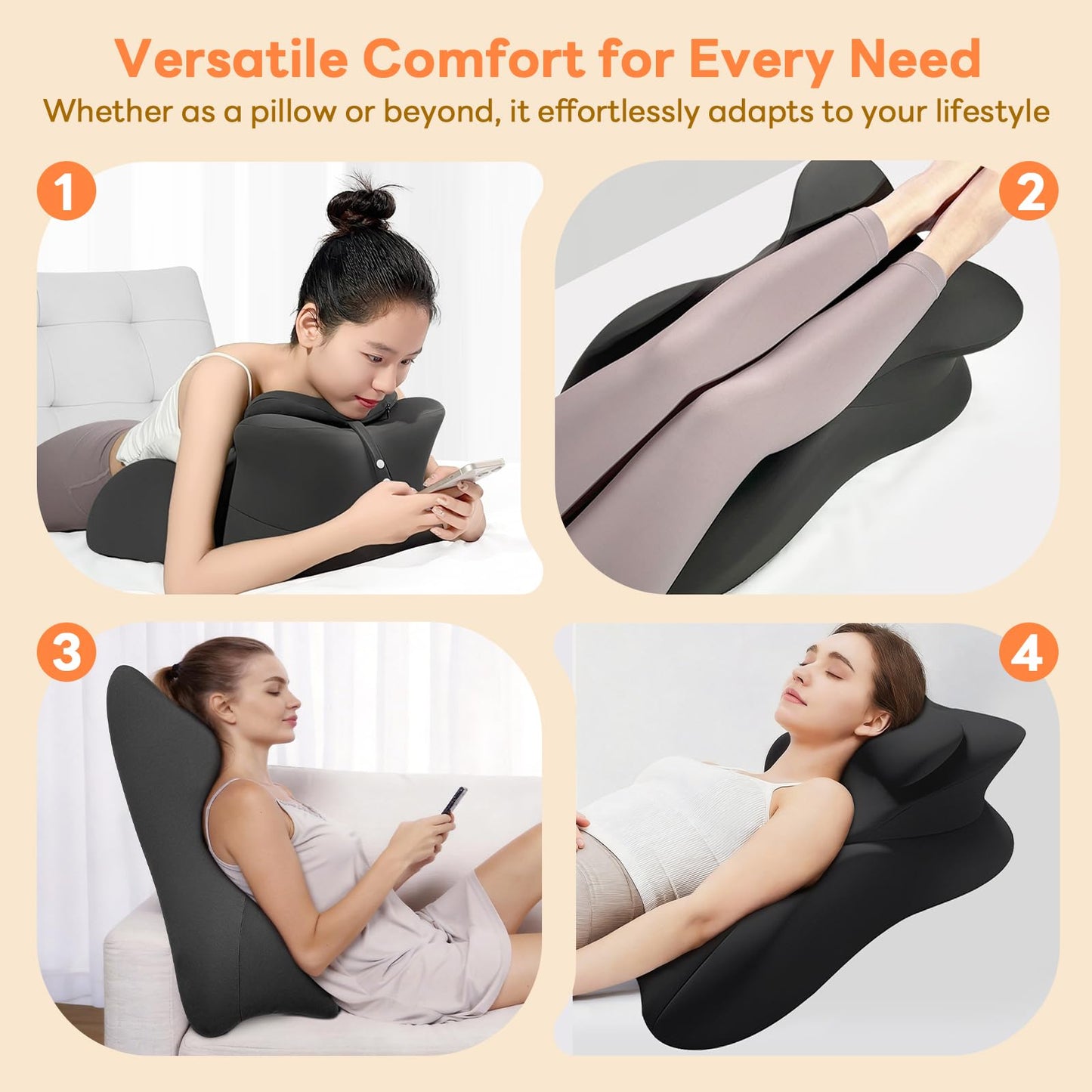 Mavnaiiz Memory Foam Wedge Pillow, 27° Angled Ergonomic Contoured Intimacy Couples Positioning Pillow for Reading, Back & Neck Support, Multi-Functional Body Support Cushion with Removable Cover