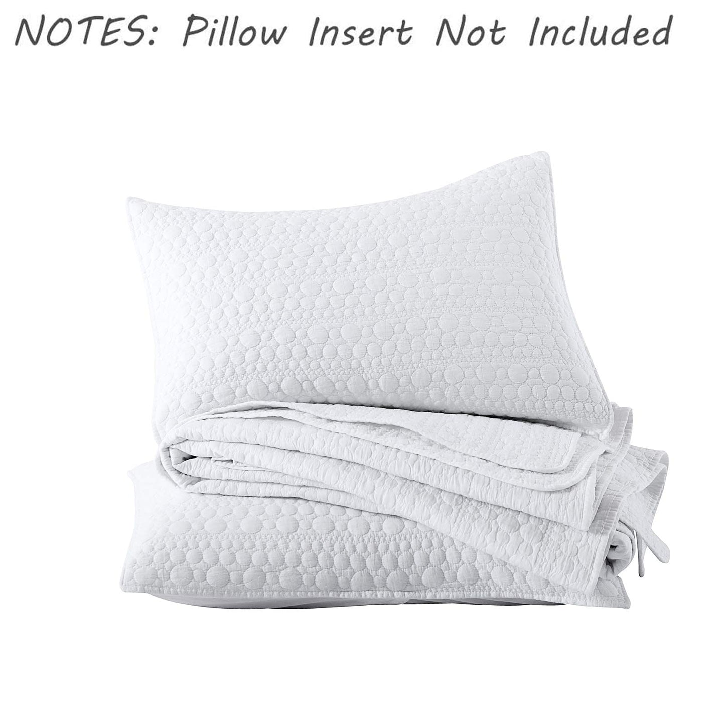 HORIMOTE HOME Quilt Set Queen Size White, Classic Geometric Spots Stitched Pattern, Stone-Washed Microfiber Chic Rustic Look, Ultra Soft Lightweight Quilted Bedspread for All Season, 3 Pieces