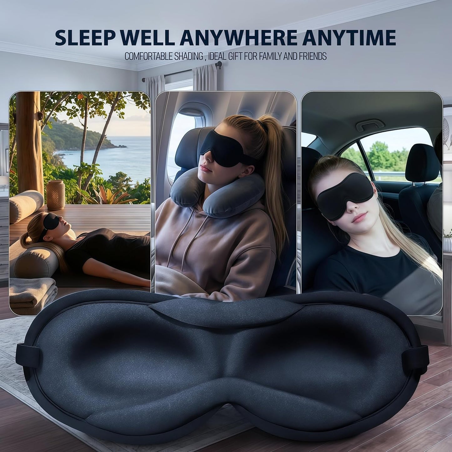 ZLZQER Ultra-Thin 3D Sleep Eye Mask for Side Sleepers Women Men, Zero Pressure for Sleeping, Total Blackout for Lash Extensions, for Side Sleeper,Soft Breathable Lightweight Design for Travel(Black)