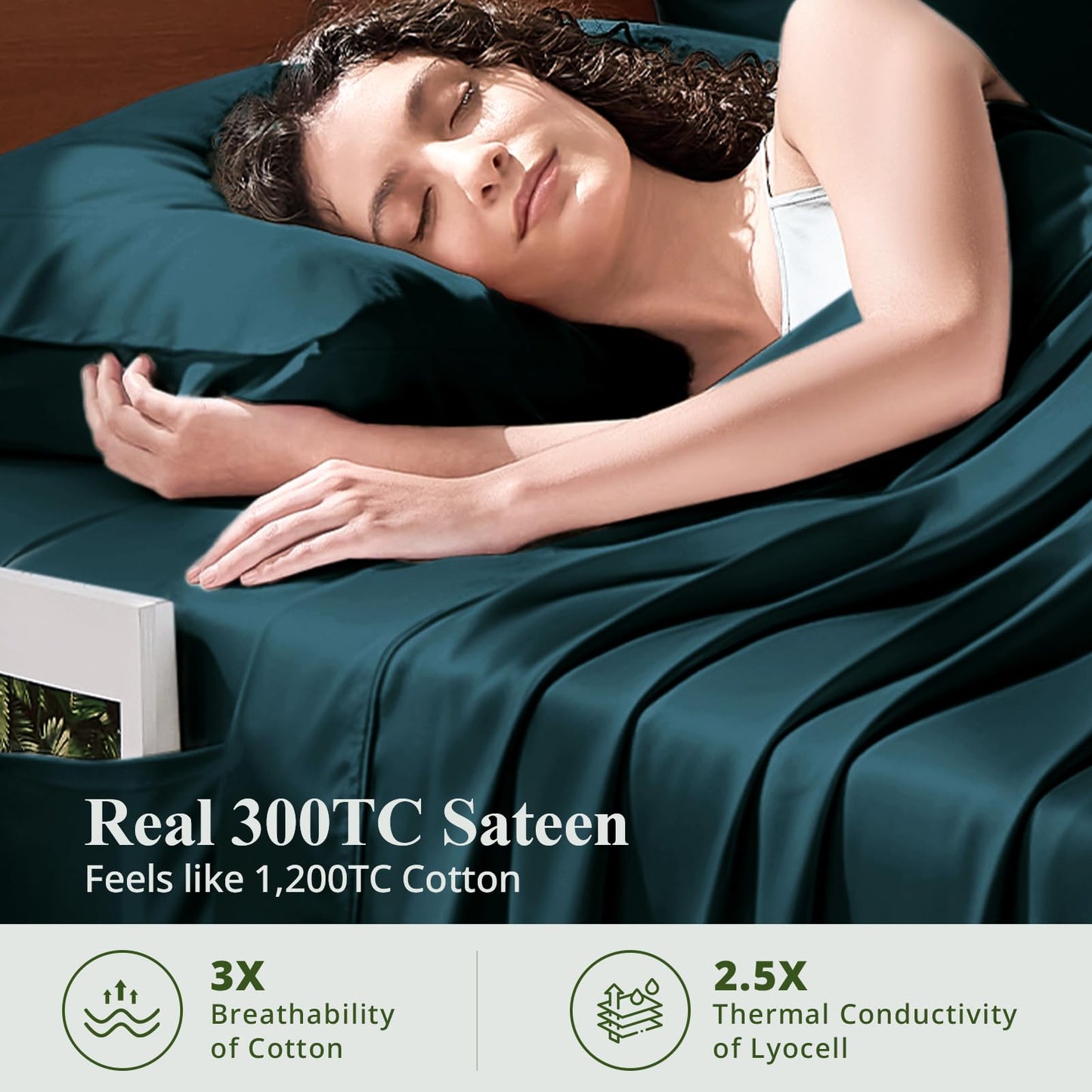 KRIMANO Queen Size Sheet Set, Viscose Bamboo Sheets for Bed Set 4pcs, 100% Viscose Derived from Bamboo, Hotel Luxury Silky & Cooling for Hot Sleepers, Deep Pocket Up to 17", Navy Blue