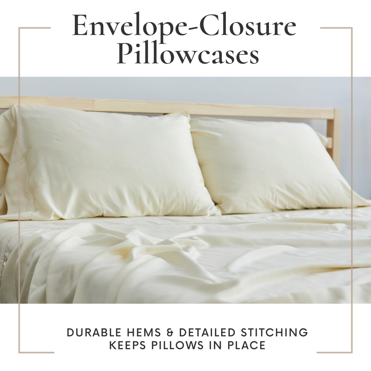 Bamboo Bay 6 Piece Queen Size Sheet Set, 100% Viscose Made from Bamboo, Breathable Ultra Soft Cooling Bed Sheets for Hot Sleepers, Beddings with Deep Pockets Fit 16" Mattress, Ivory