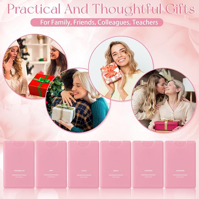 Dansib 24 Pcs Mini Hand Sanitizer Spray Bulk Travel Size Perfume Hand Sanitizer Spray Mist Pocket Hydrating Sanitizers Refillable for Women Adults Teacher Guests Coworker Christmas Party Favors