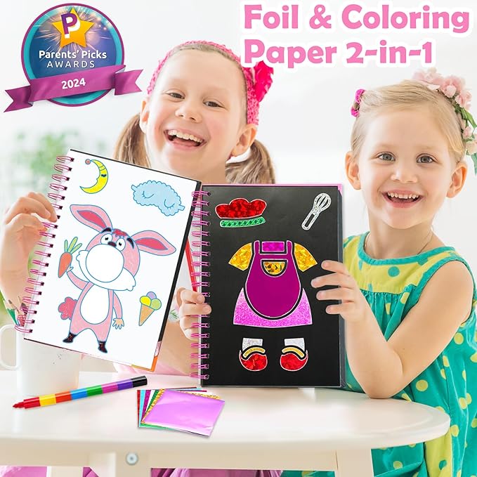 FUNNYB&G Foil Art Craft for Kids - Christmas Crafts Gift Party Favors Stocking Stuffers for Kids Fun Art Supplies Creative Birthday Gift Travel Toys for Girls Boys 4 5 6 7 8 9 Years Old (Dress Up)