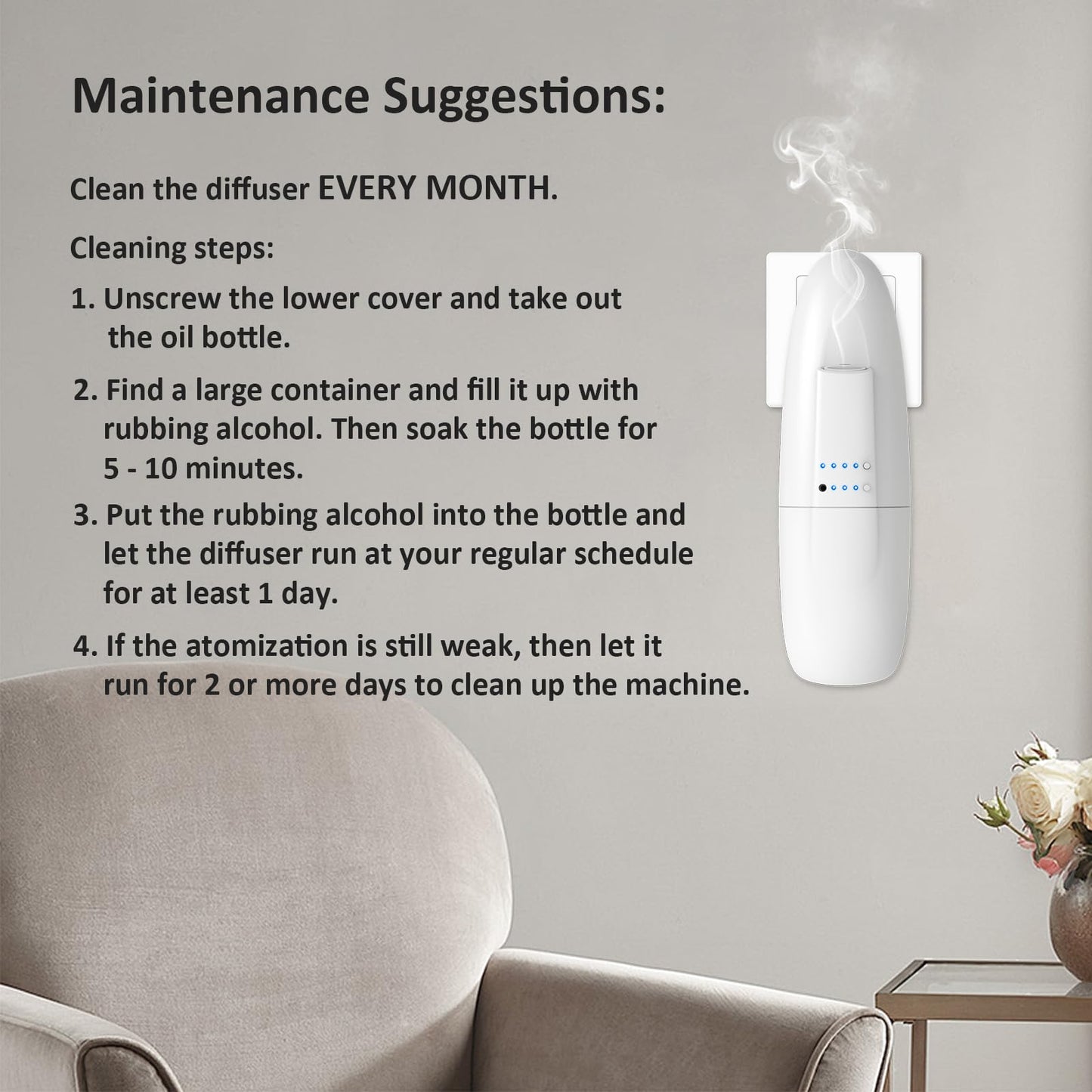 ScentiPlus Waterless Nano Scent Air Machine for Home, Plug-in Cold-Air Essential Oil Diffuser, Luxury Hotel Fragrance Atomizer, Professional Aromatherapy Device for Large Room & Office, 100ml, White