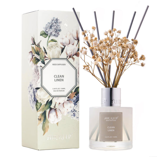 Airkeep Reed Diffuser Set/Clean Linen/6.76 fl oz(200ml)/1 Pack/Home & Office Decor Aromatherapy Diffuser Oil Gift Set