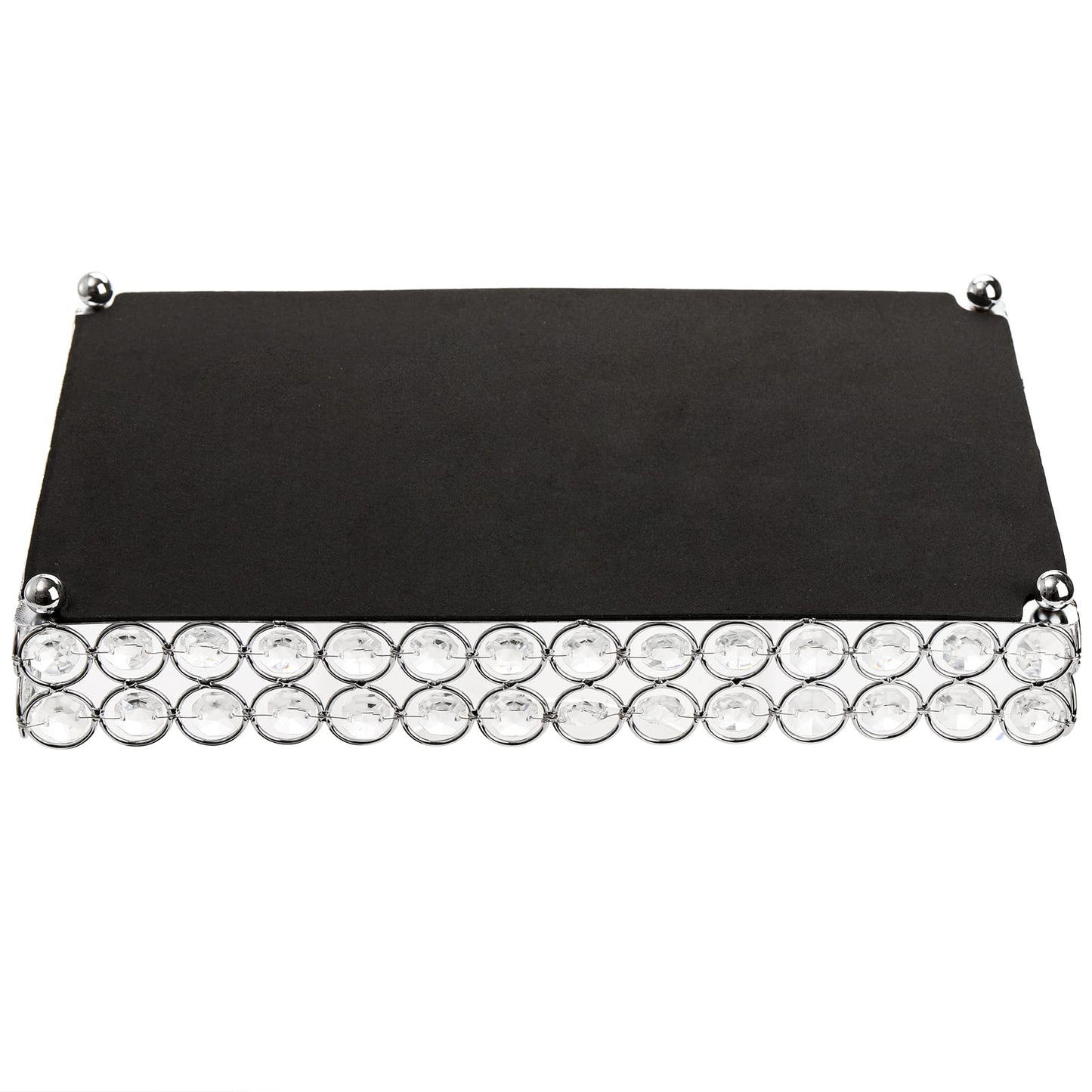 Hedume Crystal Cosmetic Mirrored Makeup Tray, 12.3" x 8", Large Jewelry Organizer, Ornate Decorative Vanity Tray for Dresser, Countertop, Wedding, Home, Bathroom