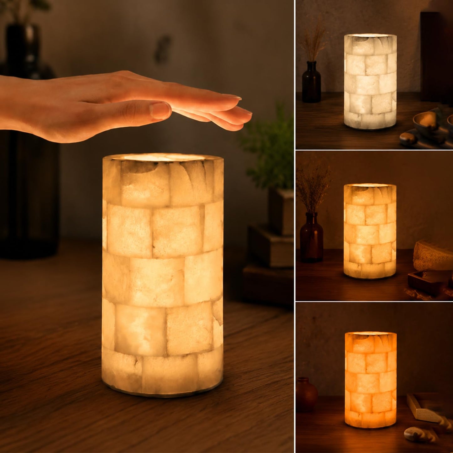 ylinksee Marble Touch Lamp, Rechargeable Alabaster Table Lamp, Cordless Night Light, Battery Operated Bedside Light for Nightstand, Living Room, Bedroom, Restaurant & Bar, 3-Way Dimmable LED, 2600mAH