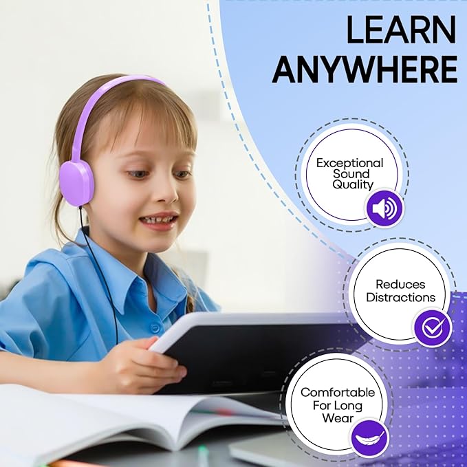 50 Pack Kids Headphones Bulk for Classroom School K-12, Wholesale Wired Student Headaets Adjustable 3.5mm Jack for Chromebook Laptop PC (HY104,50 Mixed)