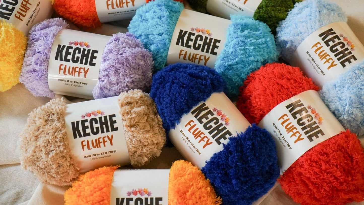 KECHE Fluffy Bulky Yarn – Super Soft Chunky Fuzzy Blanket Weight # 5 Yarn for Knitting Crocheting Crafting 3.5 oz (100 gr) 98 Yds (90 m) - 5 Skeins, Grass
