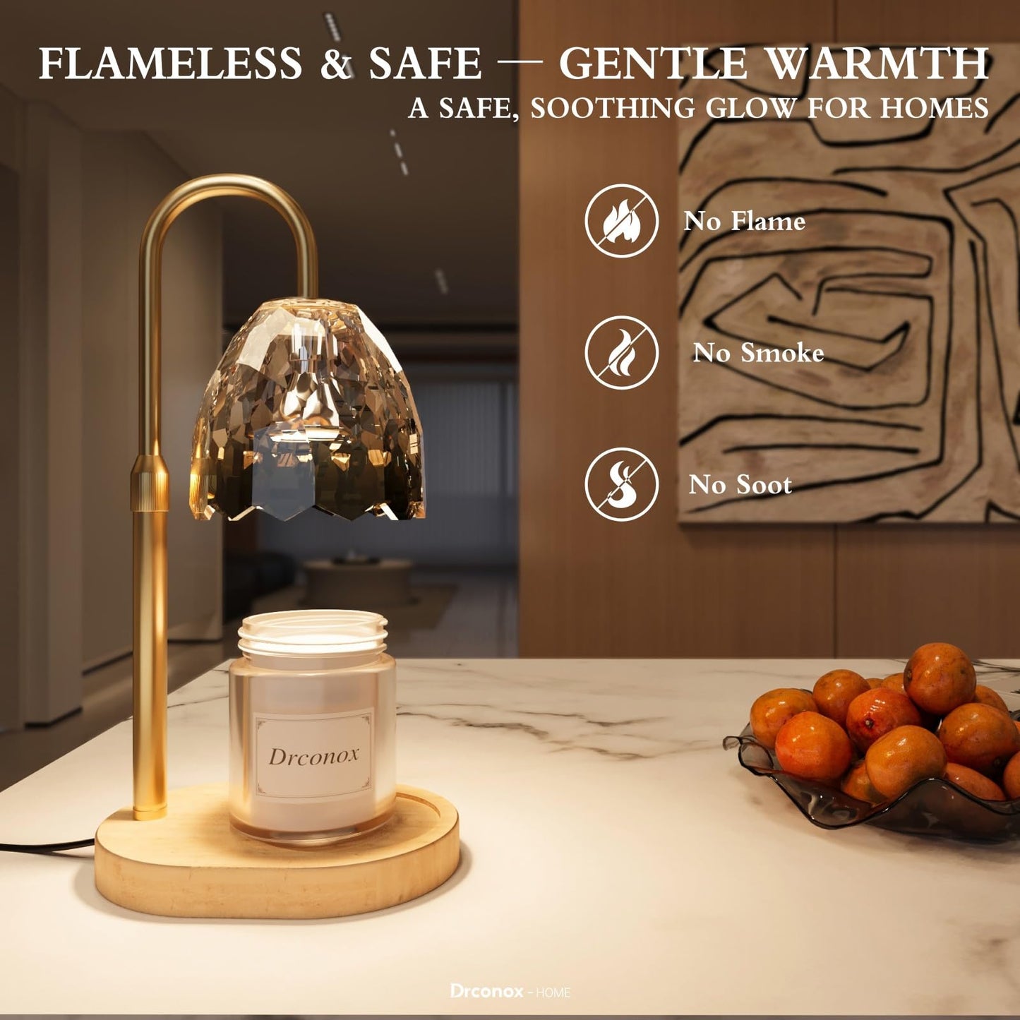 Drconox Candle Warmer Lamp with Timer Dimmable, Adjustable Height Wax Melt Warmer for Jar Candles, Birthday Gifts for Women, House Warming Gifts New Home Decor with 2 Bulbs, Gradient