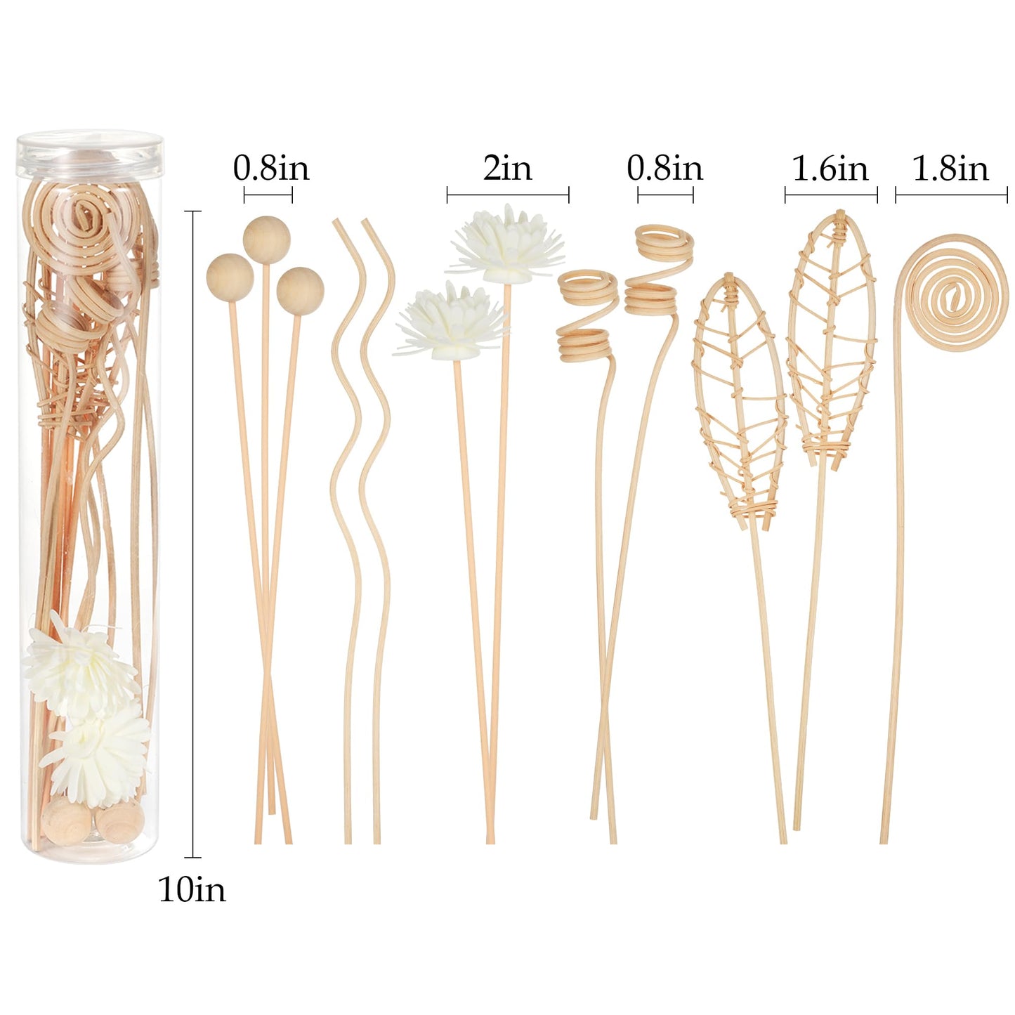Reed Diffuser Stick,WUTAOBON 12Pcs 10Inch Natural Rattan Flower Reed Fragrance Diffuser Set, Fragrance Diffuser Replacement Rattan Sticks Home Decor (Primary Color)